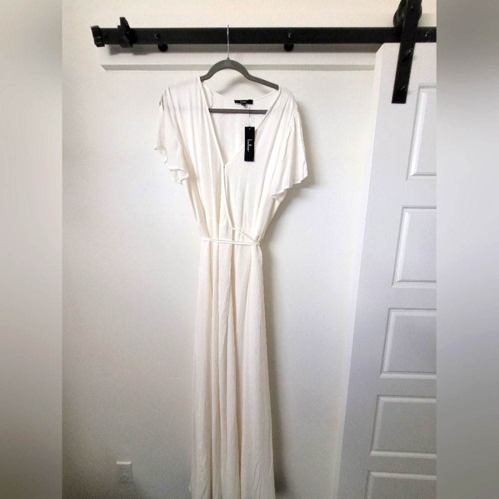 Lulu's Ivory Wrap Maxi Dress